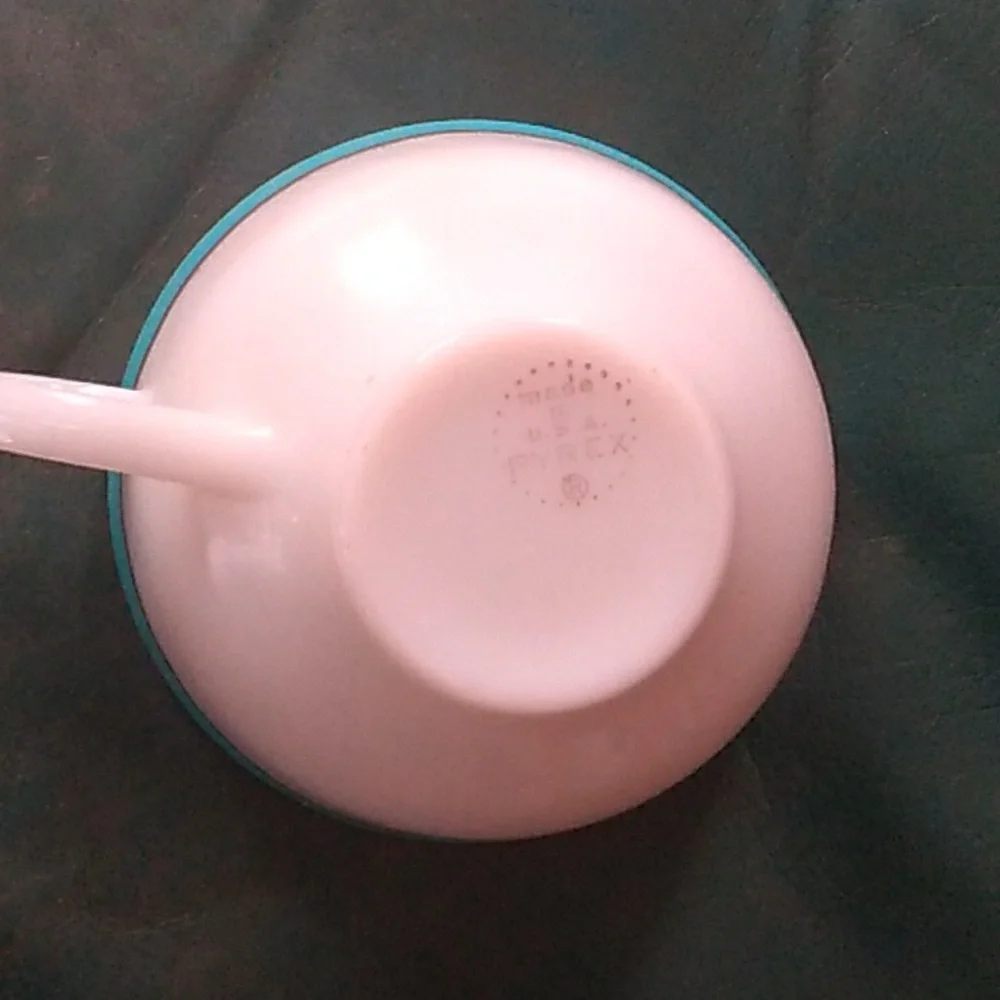 3 TURQUOISE/GOLD Rim Vintage PYREX COFFEE ☕ TEA CUPS Elegant EPLVC